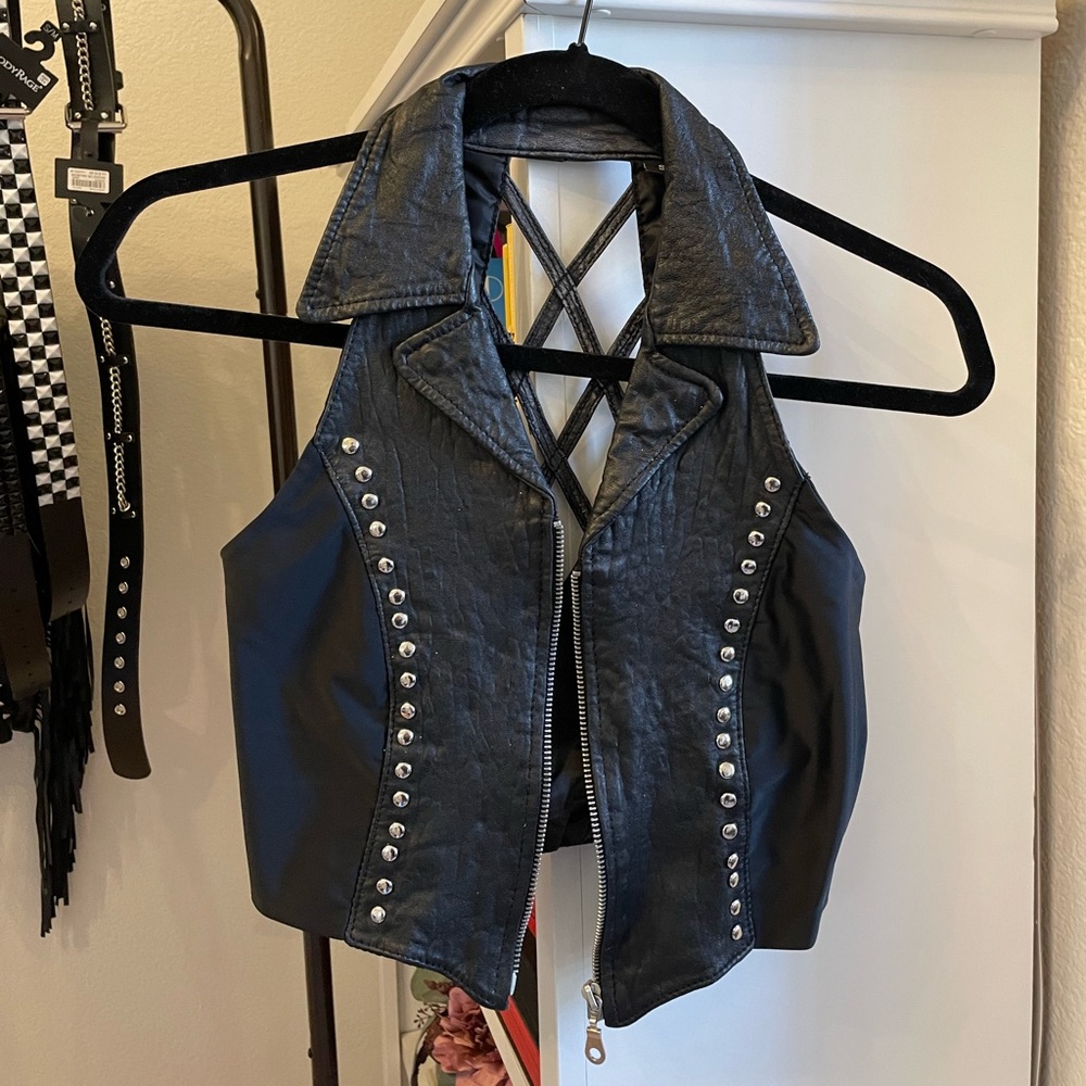 Faux Leather Crop Vest